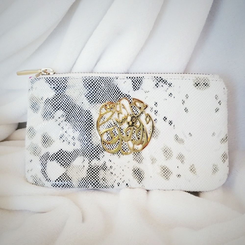 NWOT Dareen Hakim GREY/WHITE leather 24K plated